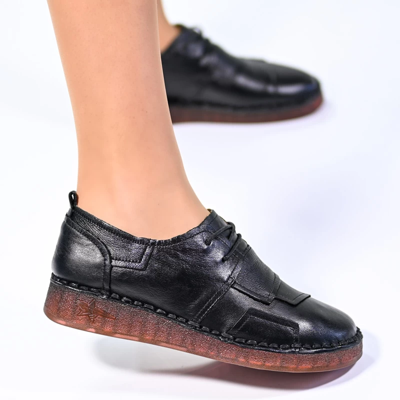 Čevlji naravno usnje 043070 All black