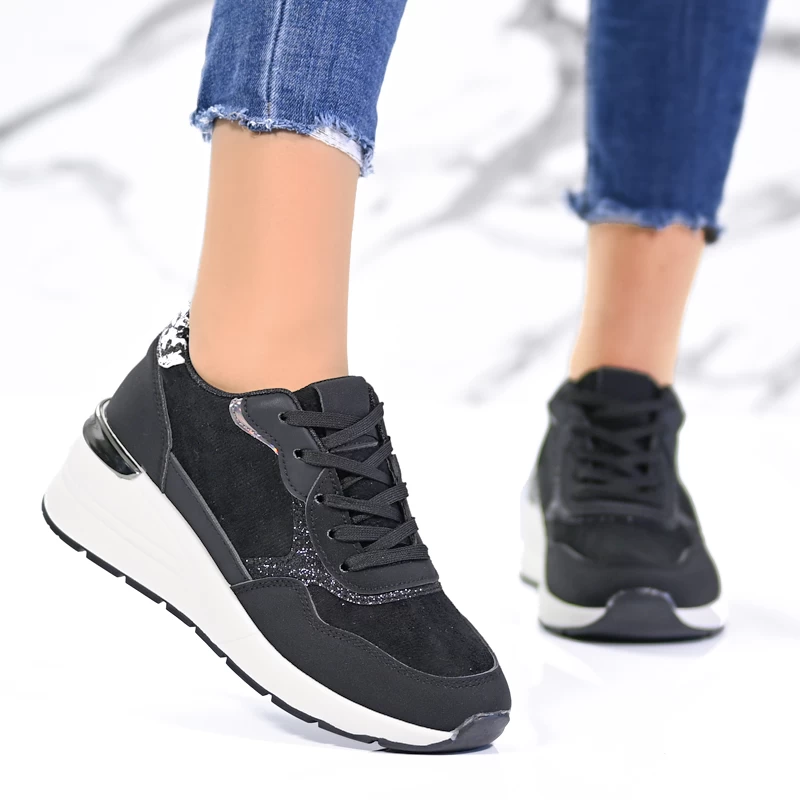 Дамски маратонки на платформа W014221 Black