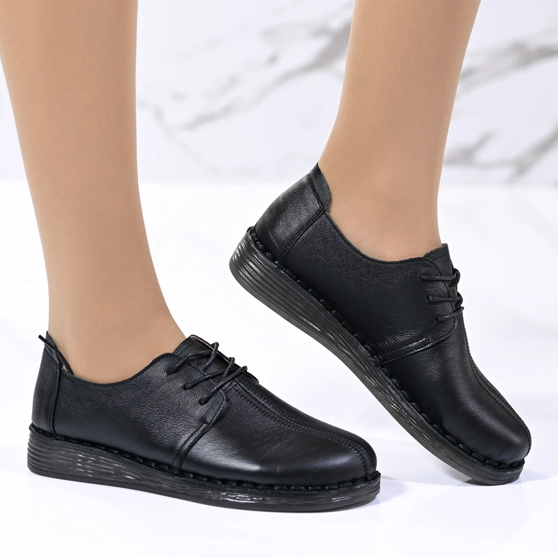 Обувки естествена кожа W043203 Black