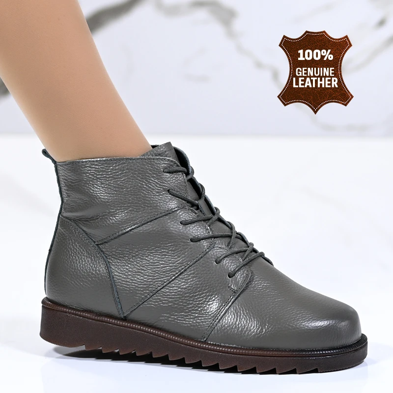 Боти естествена кожа W043172 Khaki
