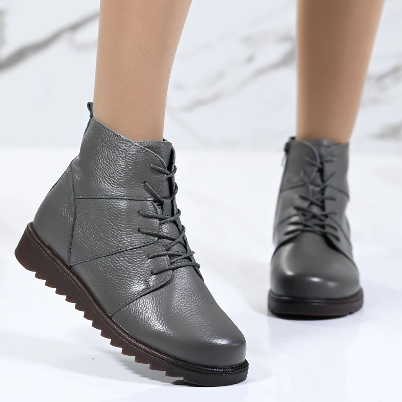 Боти естествена кожа W043172 Khaki