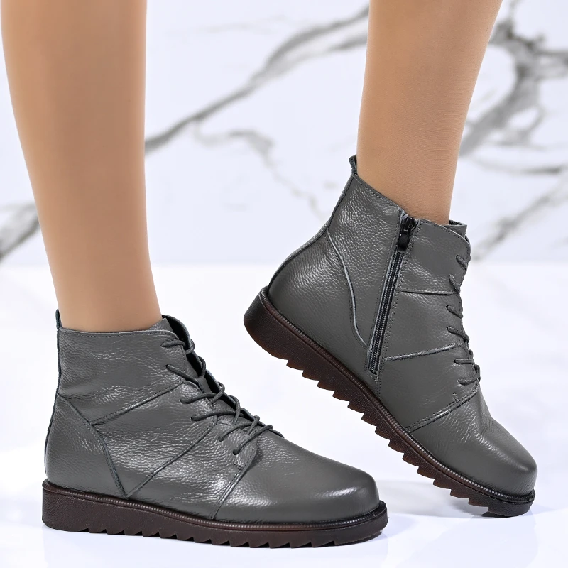 Боти естествена кожа W043172 Khaki