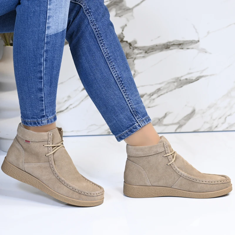 Боти естествена кожа B1097-3 Beige