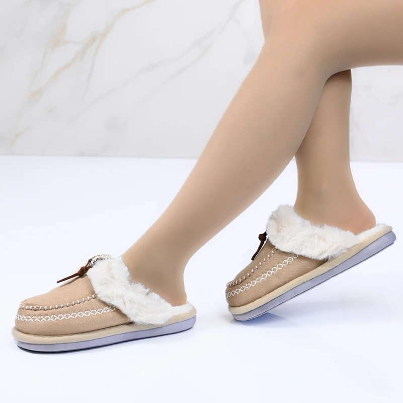 Дамски пантофи D51002 Beige