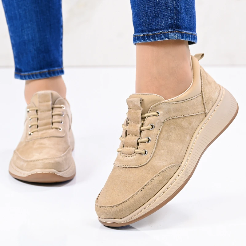 Обувки естествена кожа E18132-4 Beige