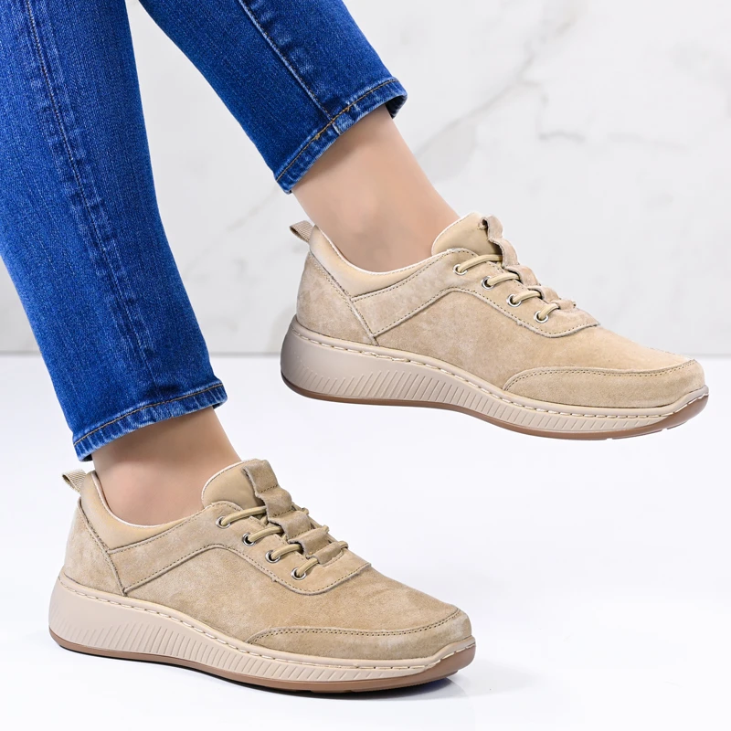 Обувки естествена кожа E18132-4 Beige