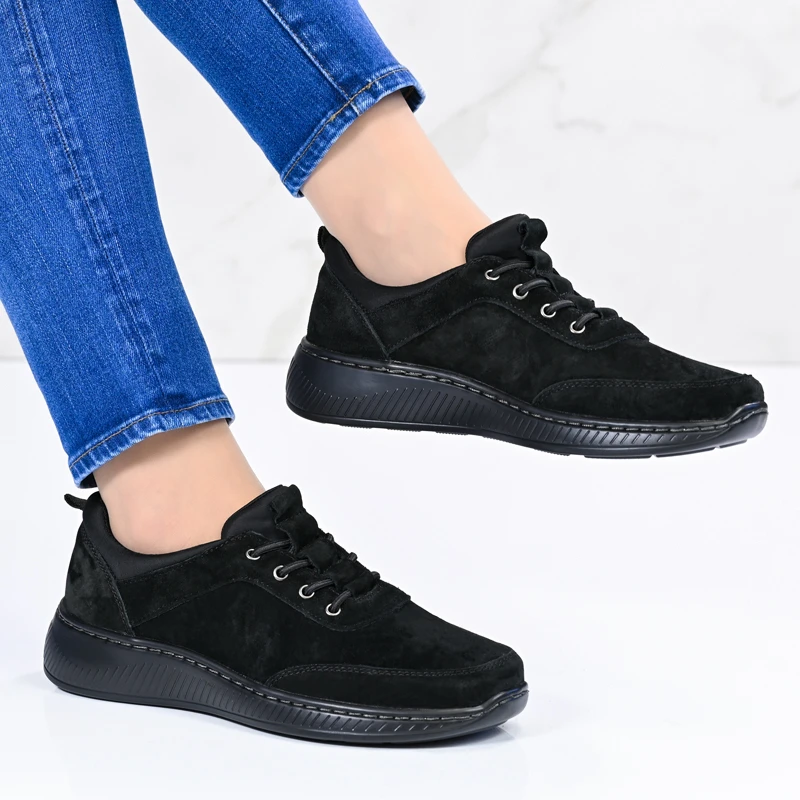 Обувки естествена кожа E18132-1 Black