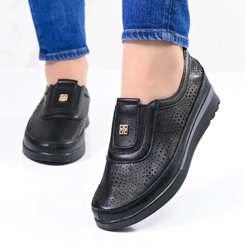 Обувки естествена кожа E18076-1 Black