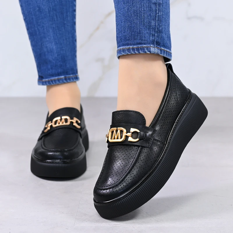 Обувки естествена кожа E18127-1 Black 