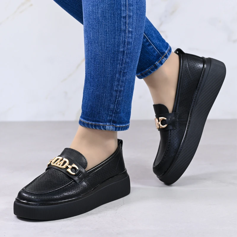 Обувки естествена кожа E18127-1 Black 