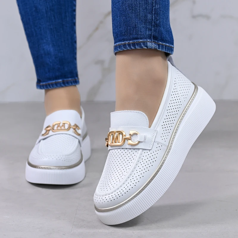Обувки естествена кожа E18127-2 White