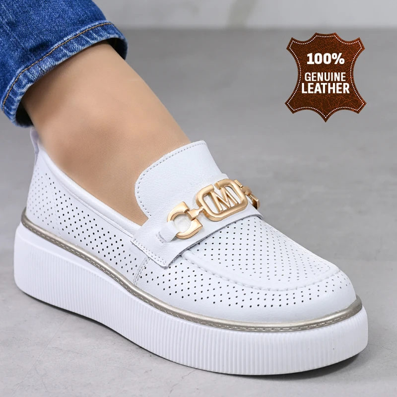 Обувки естествена кожа E18127-2 White