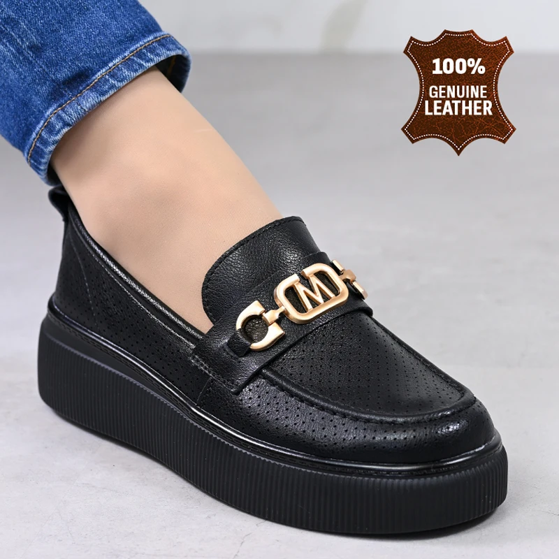 Обувки естествена кожа E18127-1 Black 