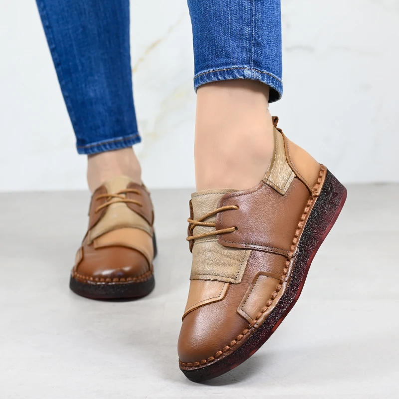 Обувки естествена кожа 043233 Dk.brown