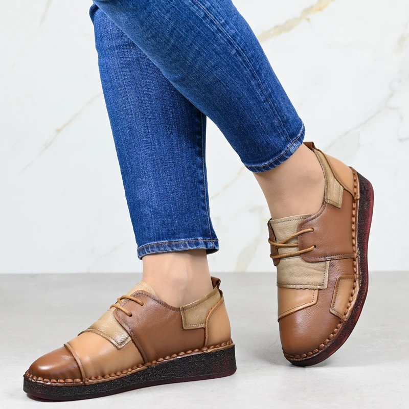 Обувки естествена кожа 043233 Dk.brown