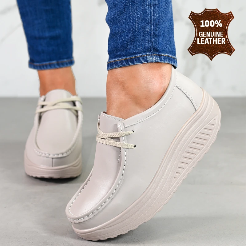 Обувки естествена кожа 186062 Beige