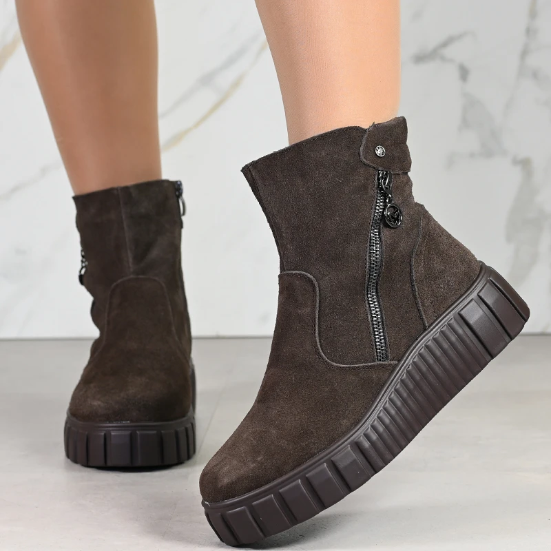Боти естествена кожа E18228-2 Brown