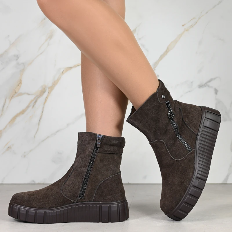 Боти естествена кожа E18228-2 Brown