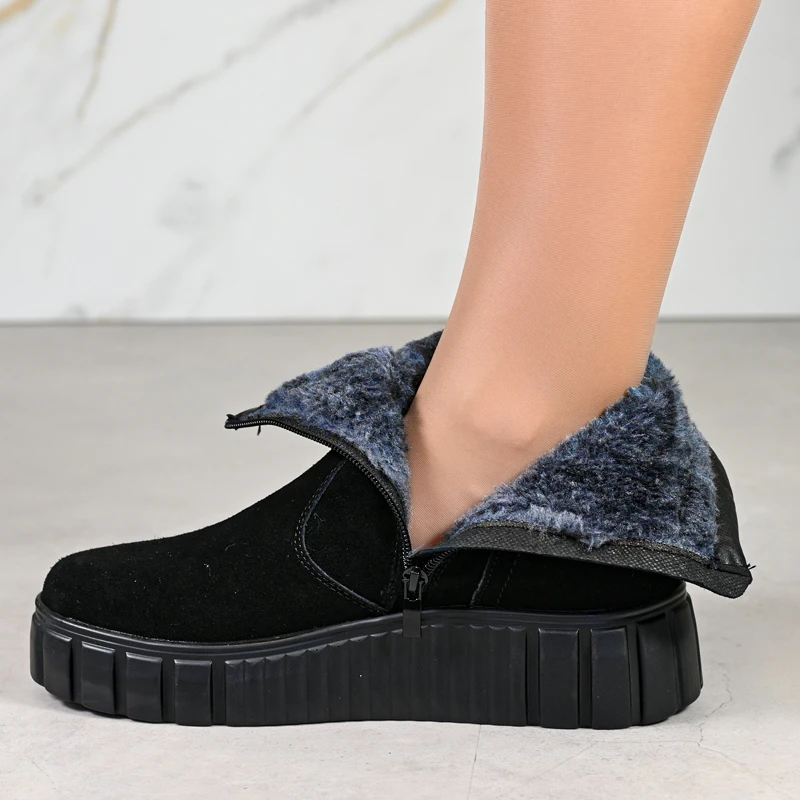 Боти естествена кожа E18228-1 Black
