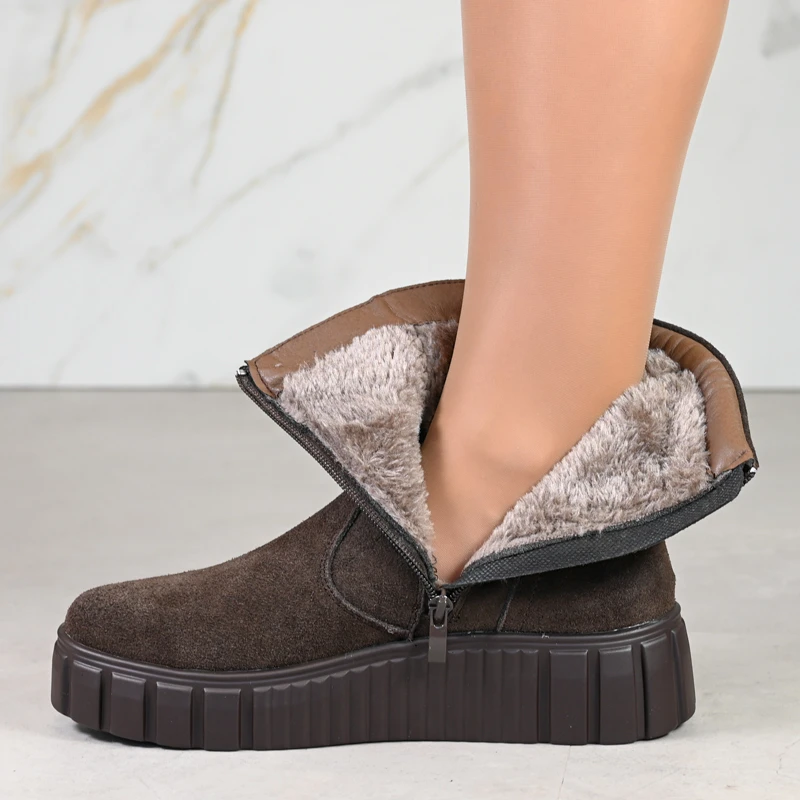 Боти естествена кожа E18228-2 Brown