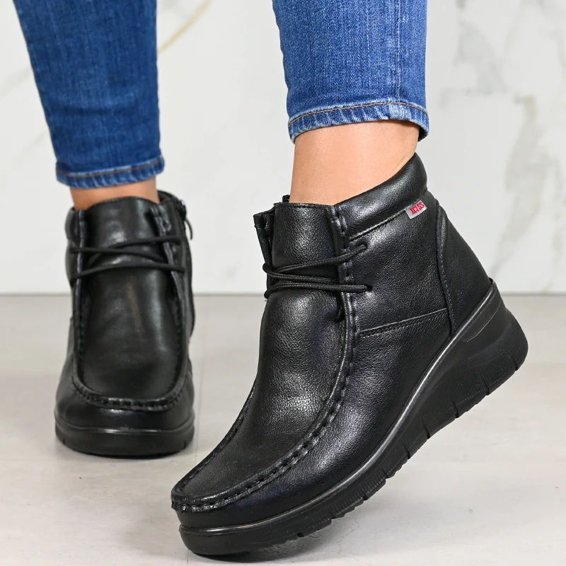 Боти естествена кожа E18051-1 Black