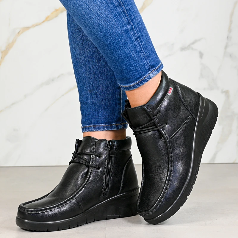 Боти естествена кожа E18051-1 Black